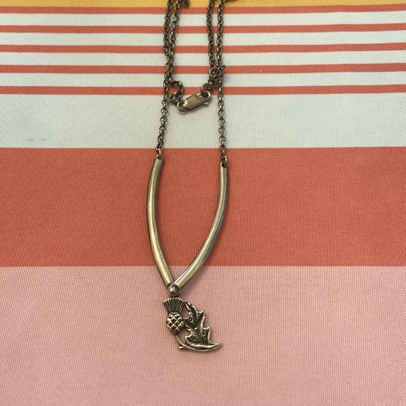 John Hart sterling thistle necklace. About 18”. Adjustable length. 1950s-1970s. - Picture 1 of 7